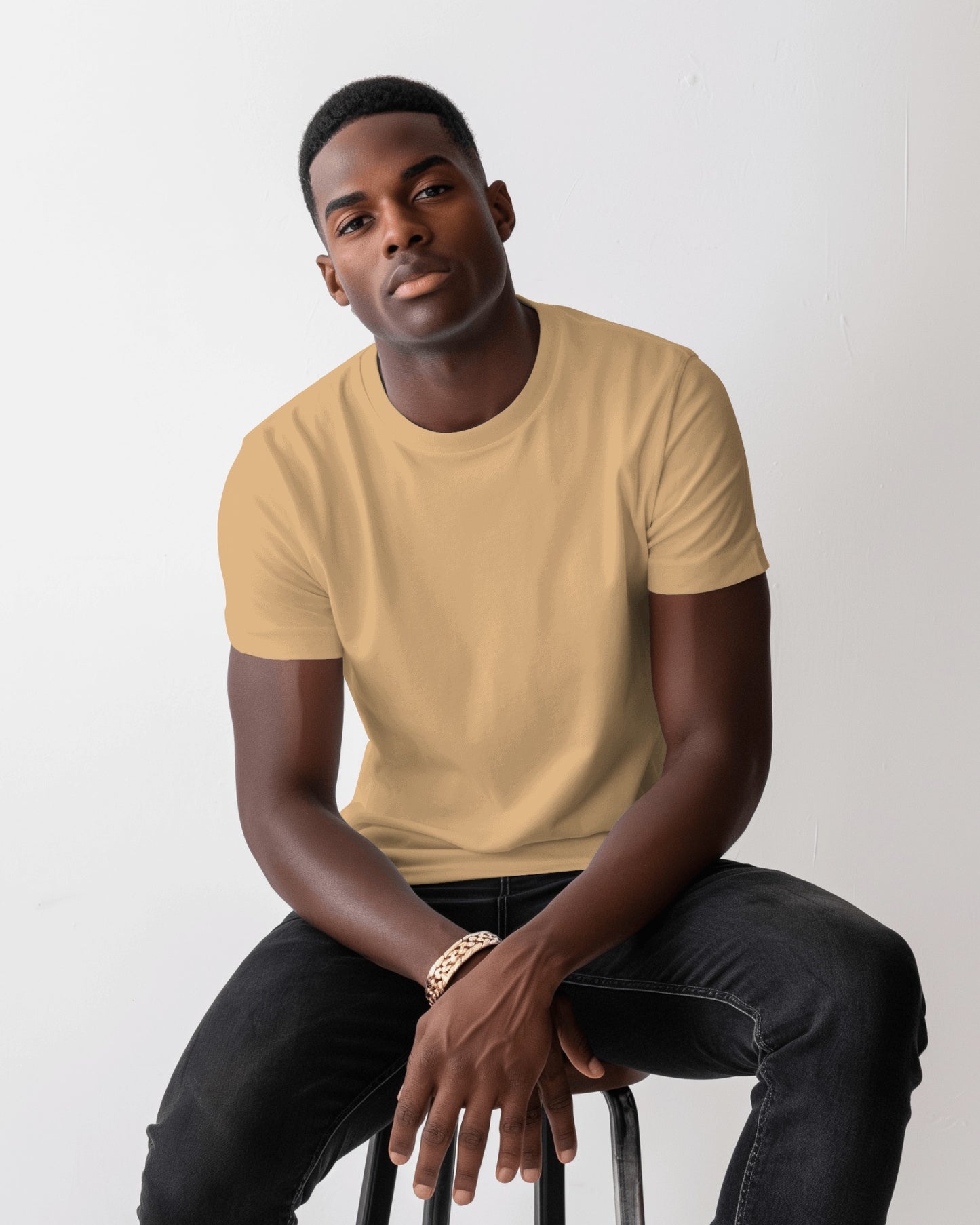 Regular Fit Cotton T-shirt Unisex: Beige