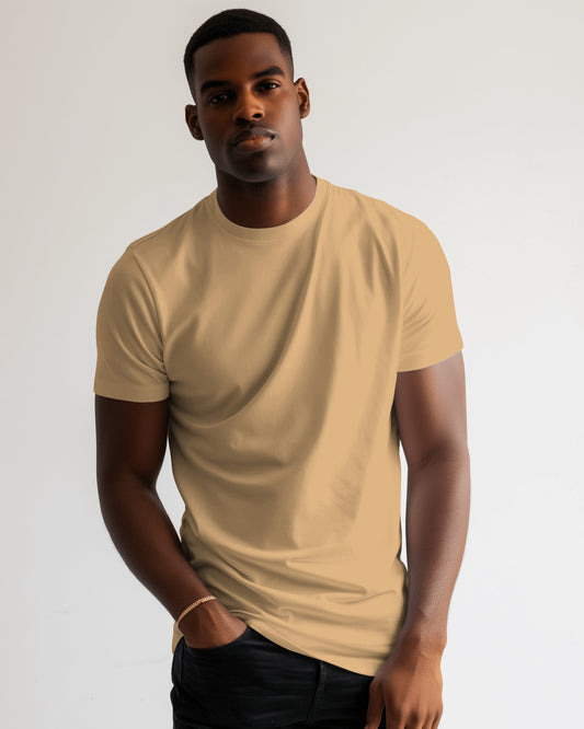 Regular Fit Cotton T-shirt Unisex: Beige