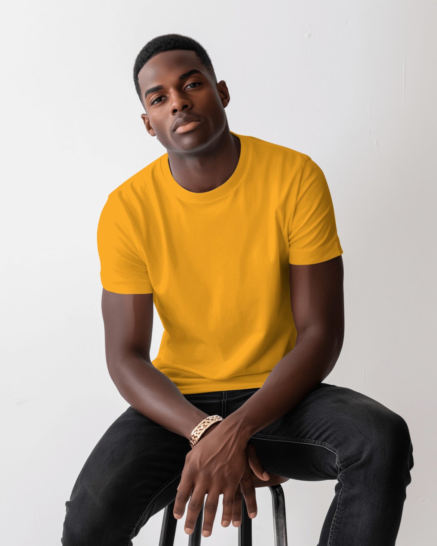 Regular Fit Cotton T-shirt Unisex: Mustard