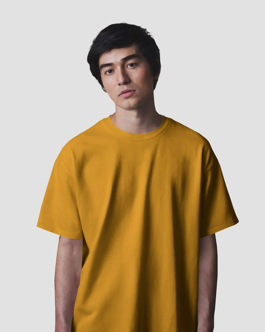 Oversized Fit Cotton T-shirt Unisex: Mustard