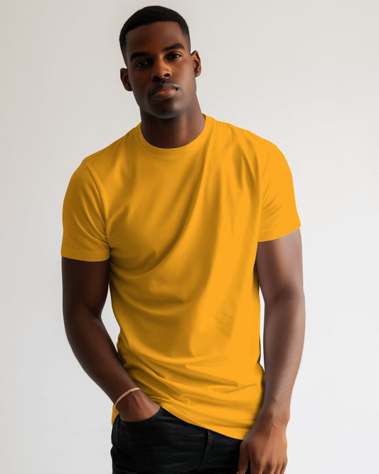Regular Fit Cotton T-shirt Unisex: Mustard