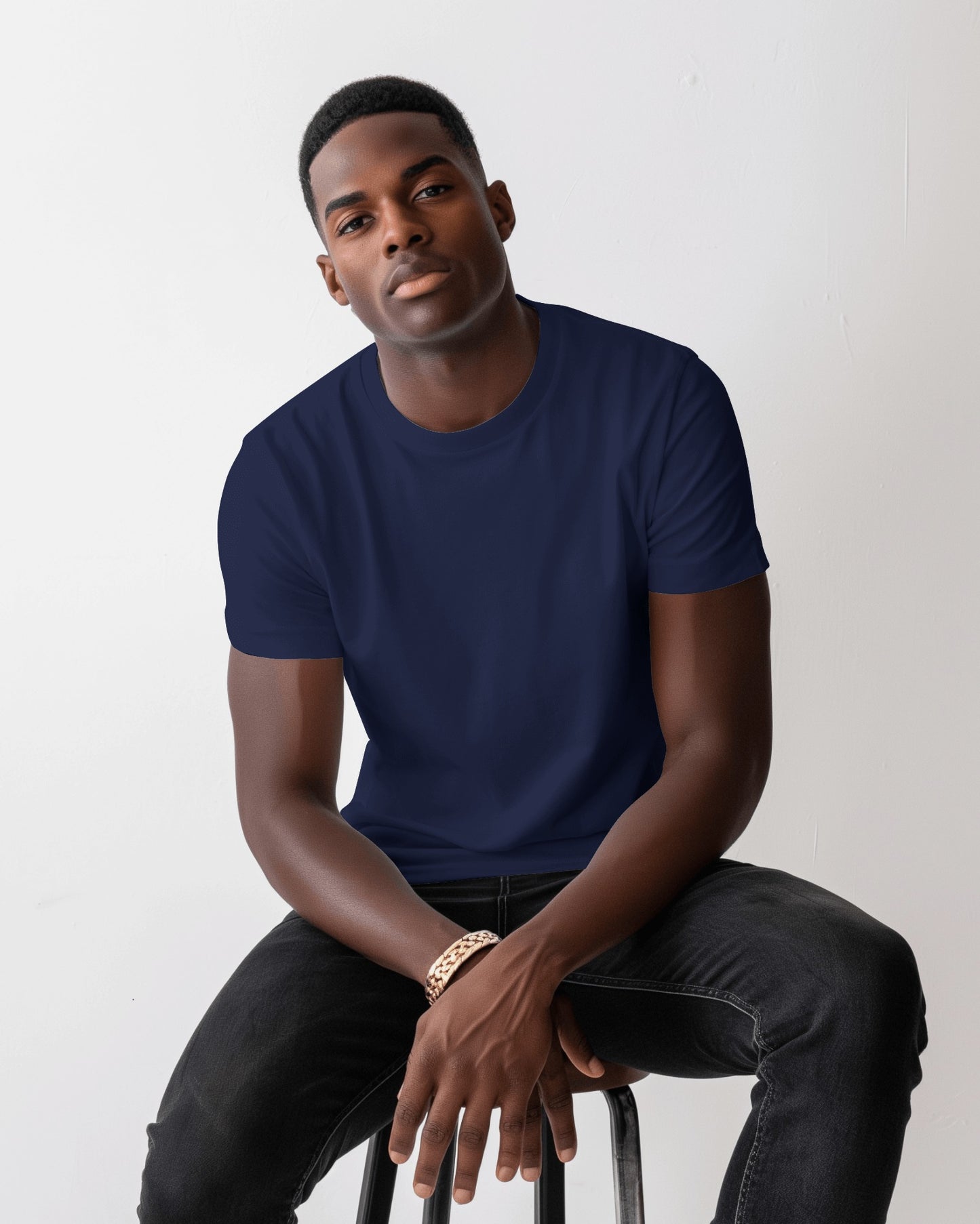 Regular Fit Cotton T-shirt Unisex: Navy Blue