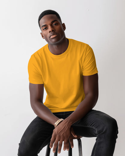 Regular Fit Cotton T-shirt Unisex: Mustard