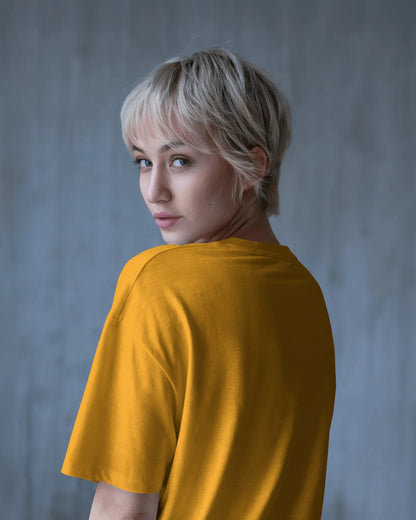 Oversized Fit Cotton T-shirt Unisex: Mustard