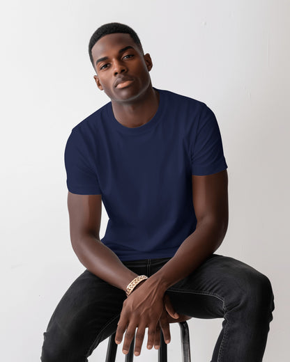 Regular Fit Cotton T-shirt Unisex: Navy Blue